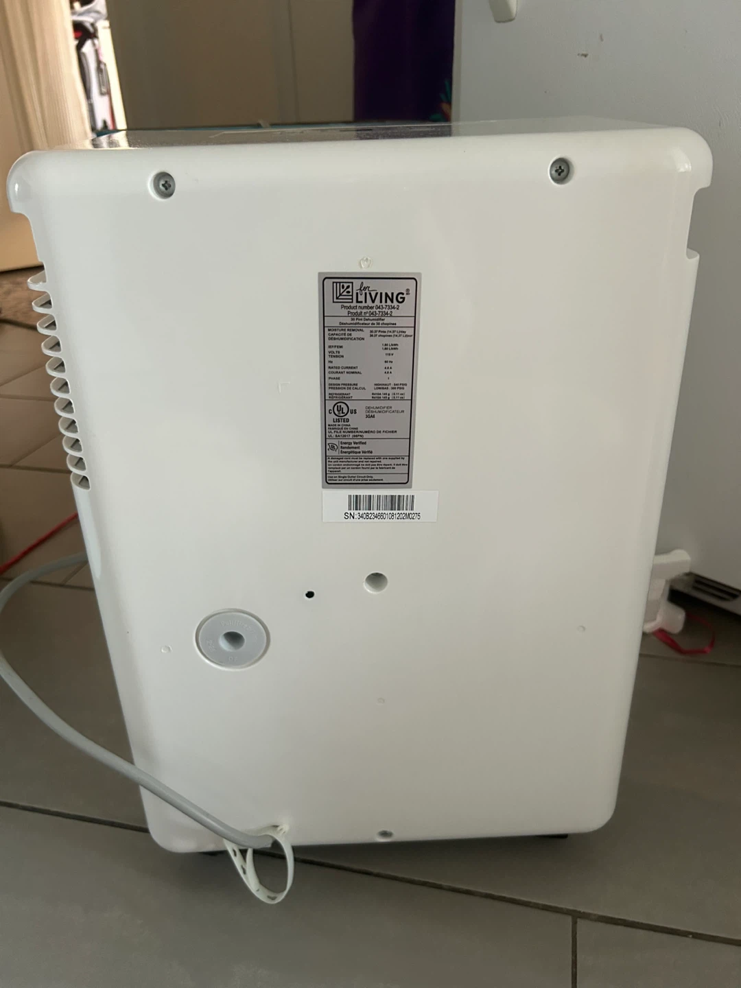 For Living 30 Pint Dehumidifier - White - photo 5