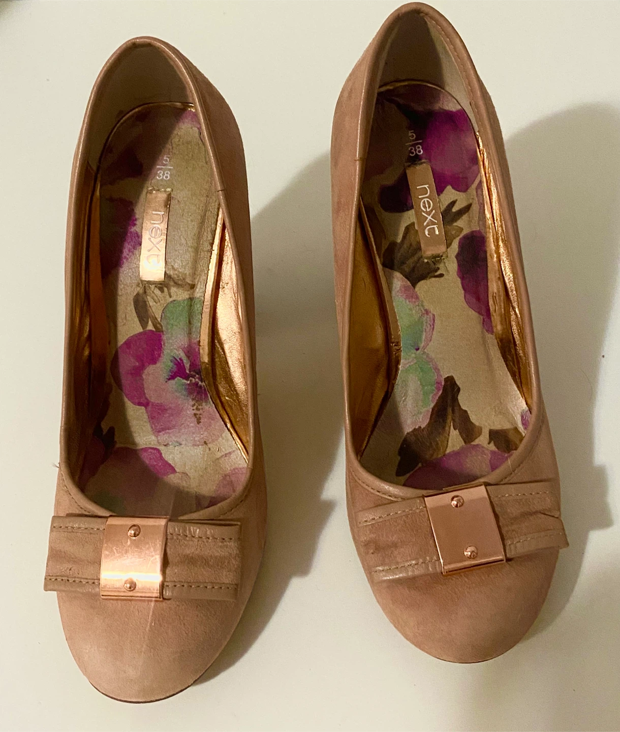 Next Women's Blush Pink Bow Heels Size 5 (UK 38)