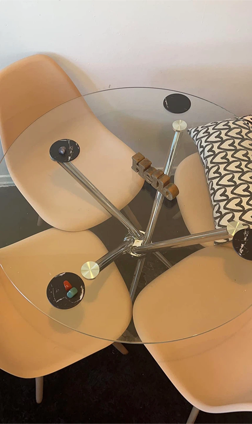 Glass Round Coffee Table with Chrome Legs