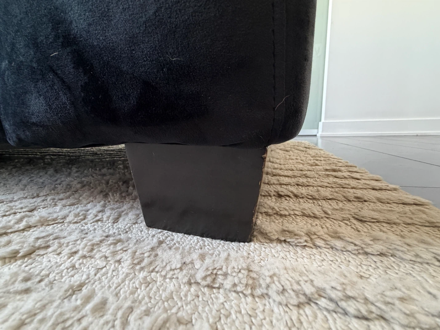 Black Velvet Sectional Sofa with Ottoman - photo 3
