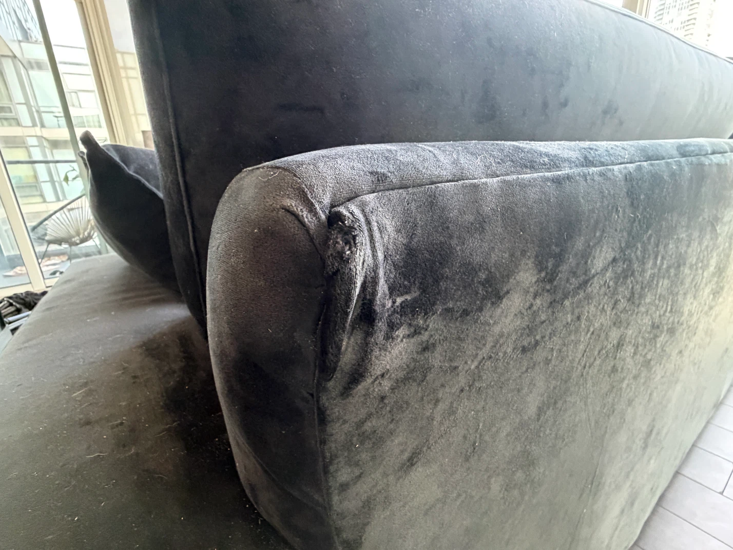 Black Velvet Sectional Sofa with Ottoman - photo 4
