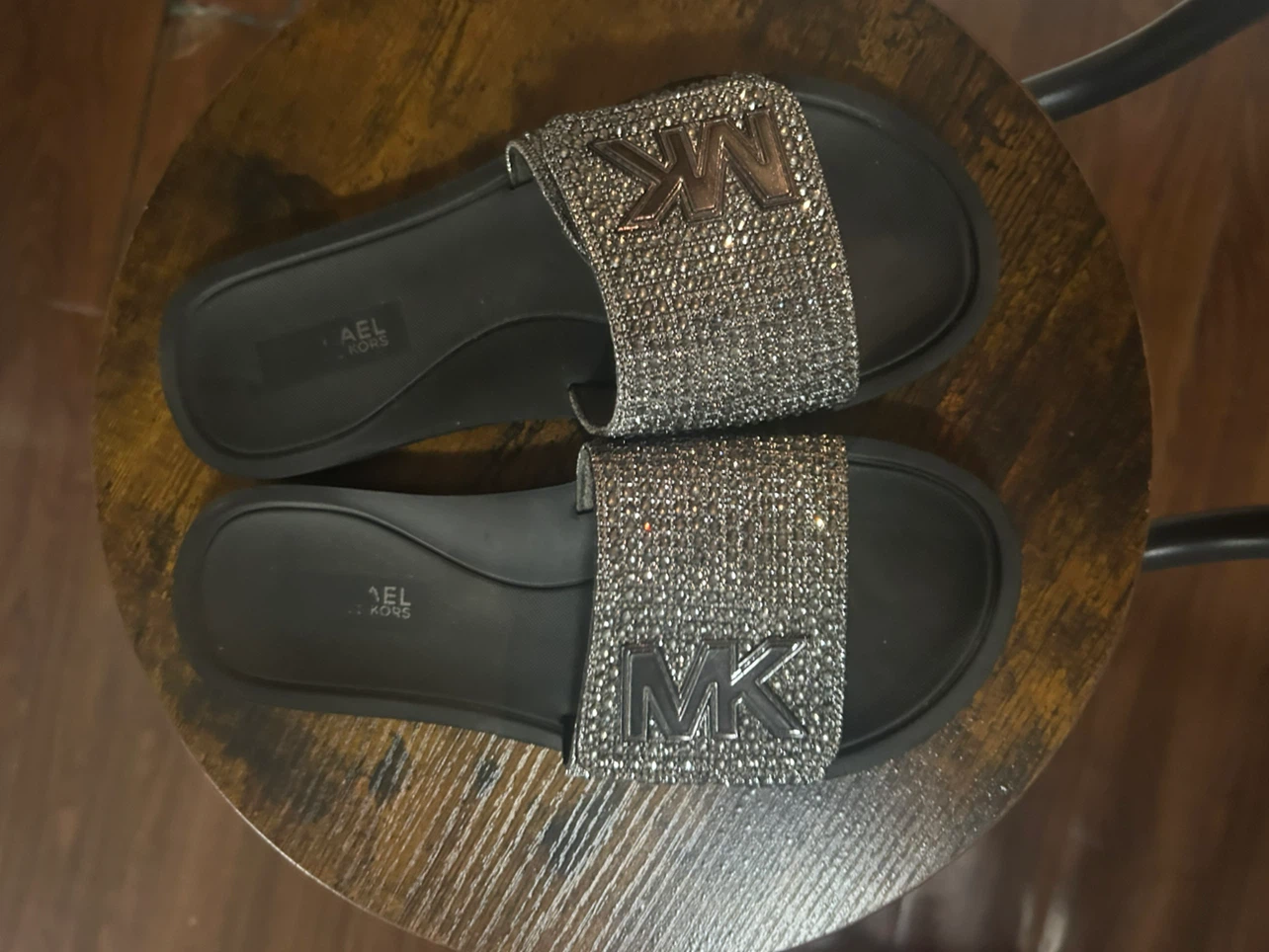 Michael Kors MK Slides Black/Silver Size 6