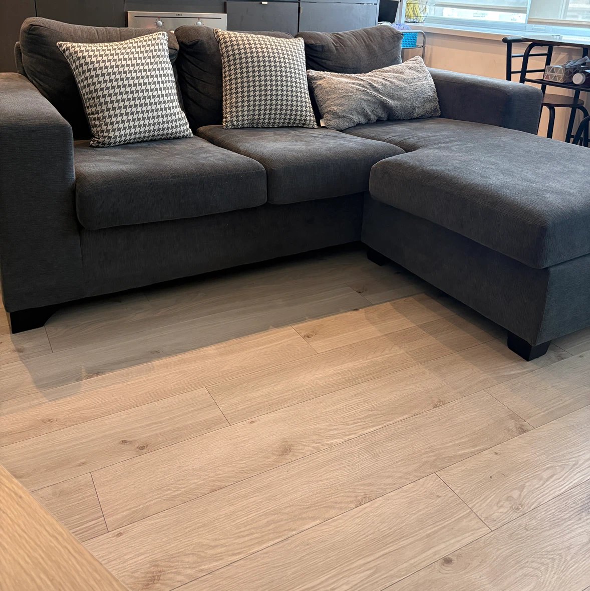 Dark Grey Sectional Sofa with Ottoman