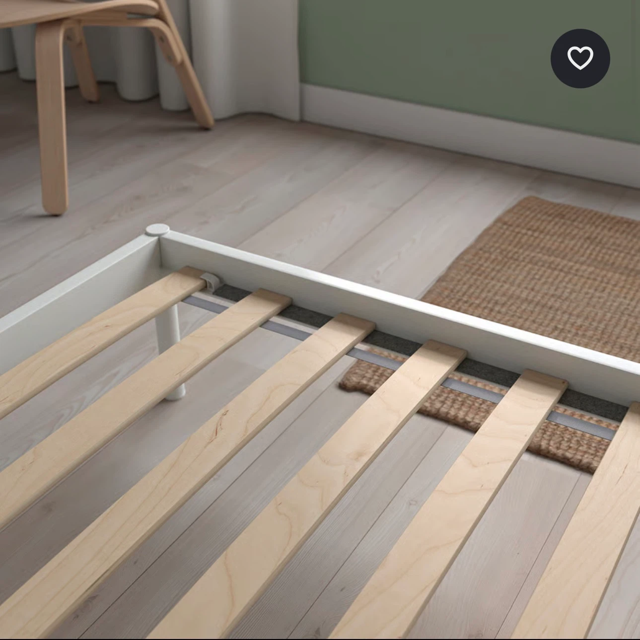 IKEA NEIDEN Bed Frame with Headboard - White + Bamboo Mattress - photo 3