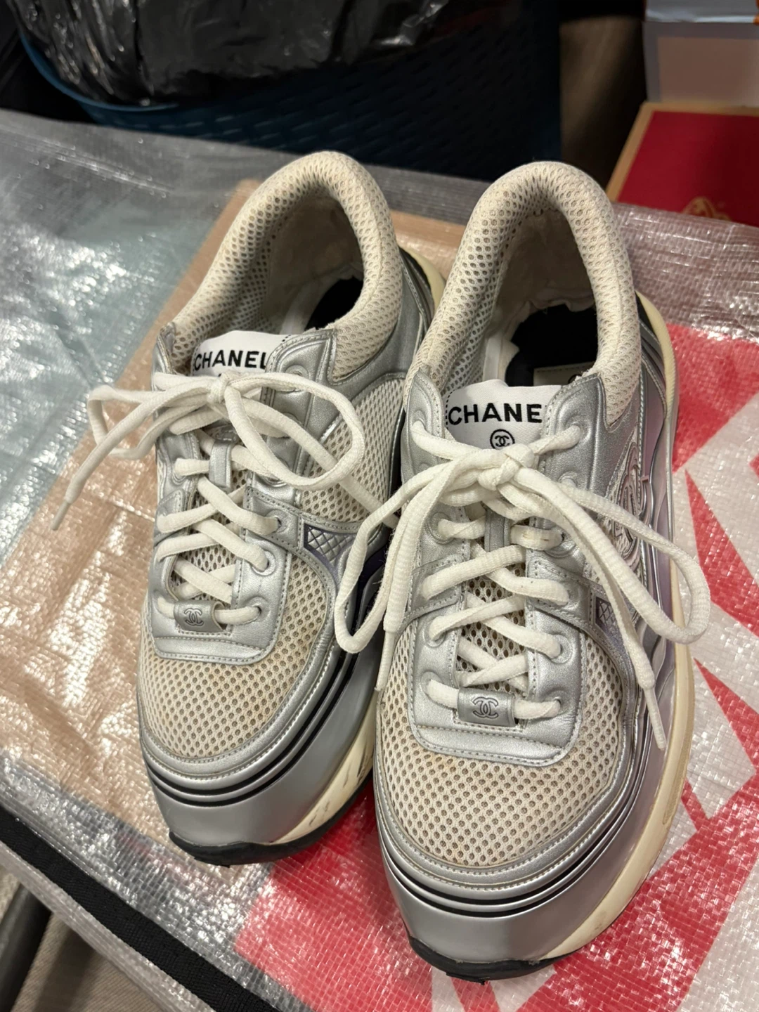 Chanel Silver Sneakers