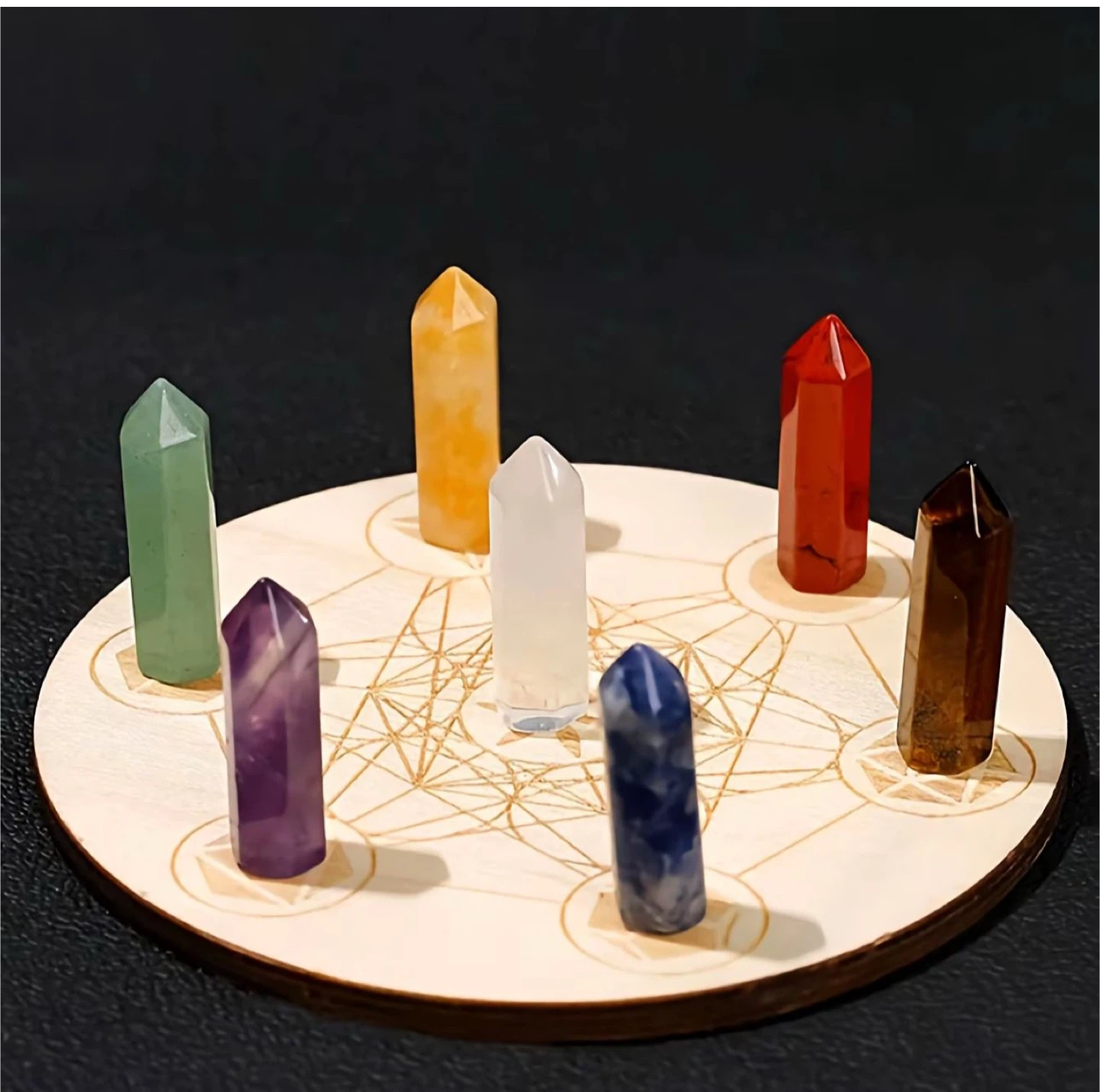 Crystal Healing Chakra Set with Wooden Stand