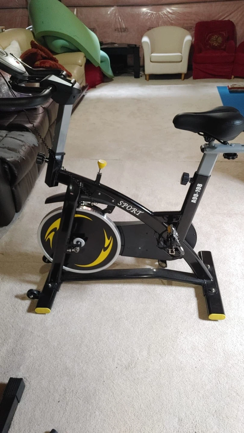 Soozier Yellow Indoor Cycling Bike with LCD Screen