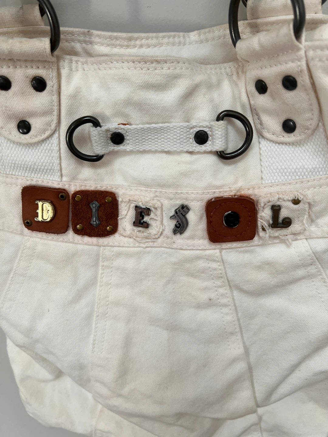 White Canvas Diesel Tote Bag - photo 2
