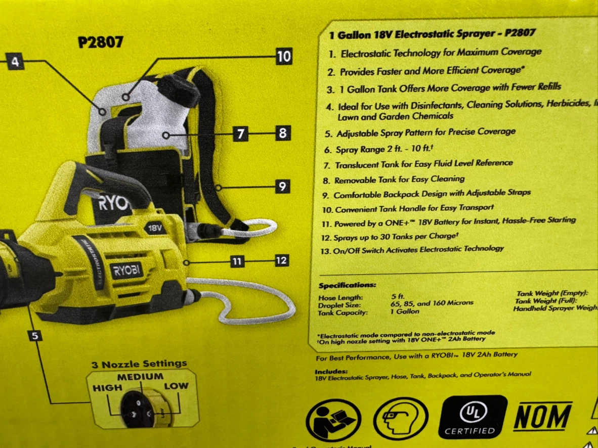 Ryobi 1 gal electrostatic sprayer (new) - photo 2