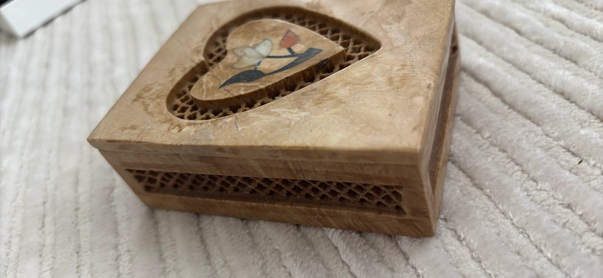 Carved Stone Trinket Box with Heart Design - photo 2