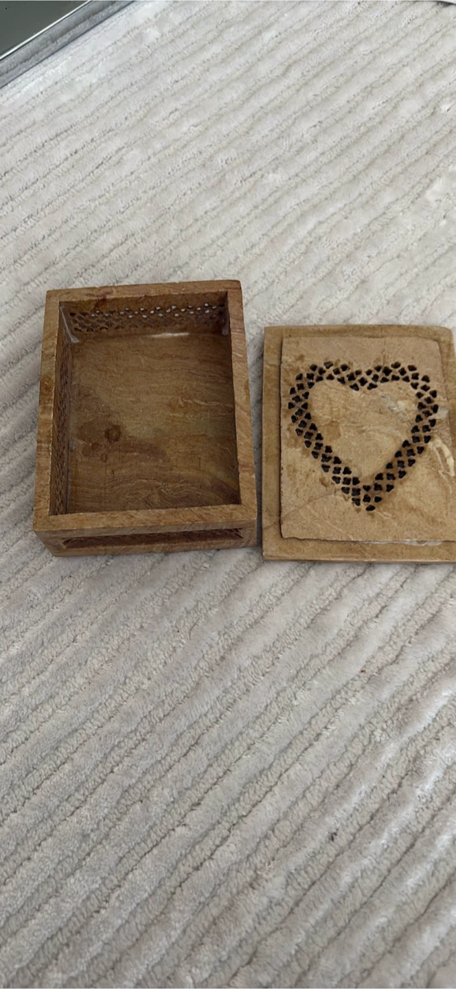 Carved Stone Trinket Box with Heart Design - photo 3