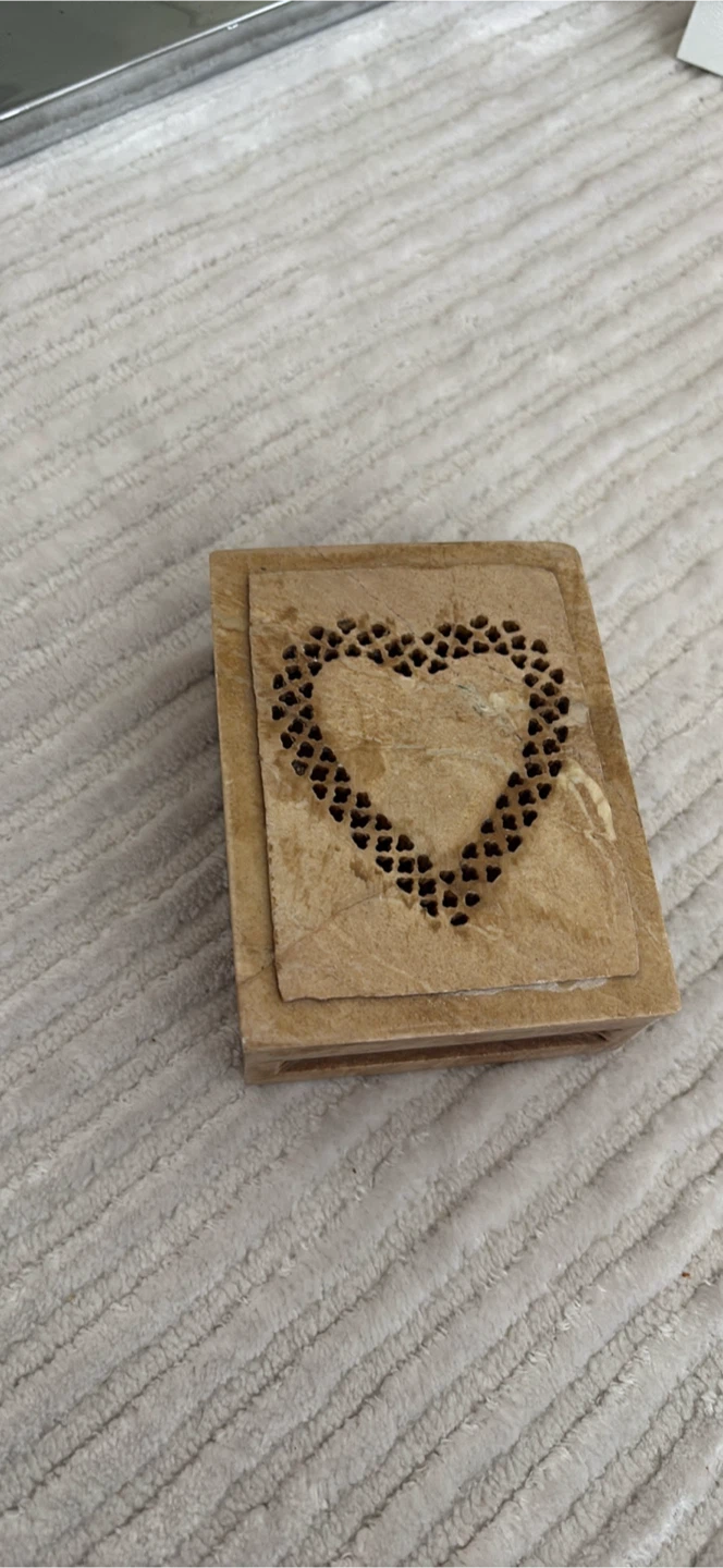 Carved Stone Trinket Box with Heart Design - photo 4