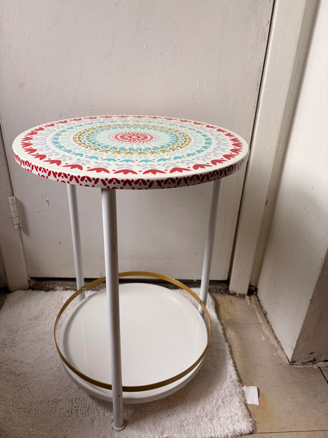 Vintage Round End side Table  2-tiered