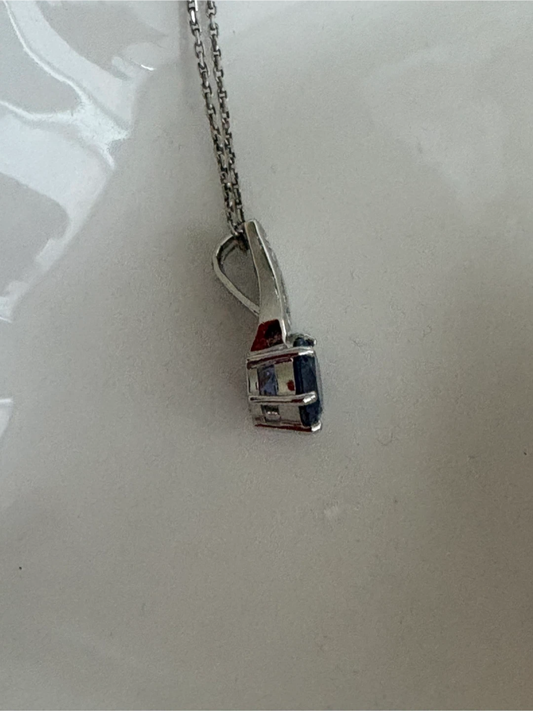 Sterling Silver Sapphire and CZ Pendant Necklace - photo 2