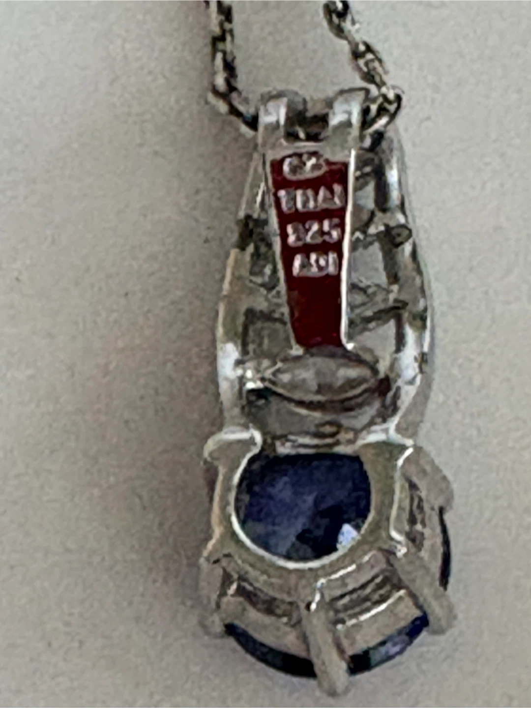 Sterling Silver Sapphire and CZ Pendant Necklace - photo 3