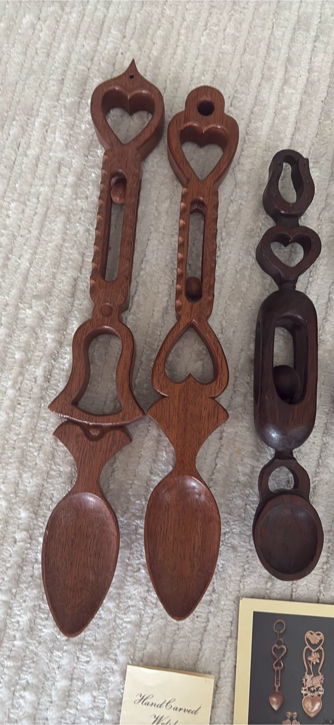 Set of 6 Hand Carved Wooden Love Spoons - photo 5