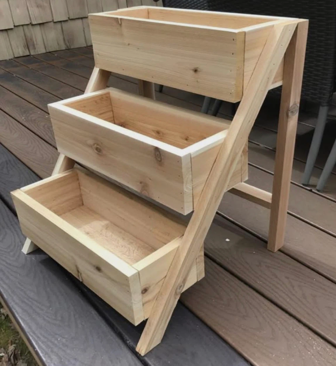 3 tier Handmade Premium single Cedar Planter Box
