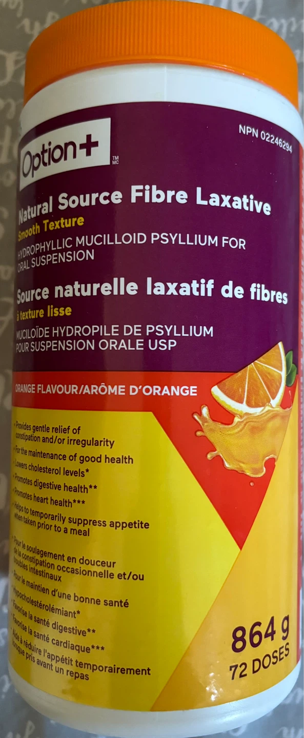 Option+ Natural Source Fibre Laxative, Orange Flavor, 864g