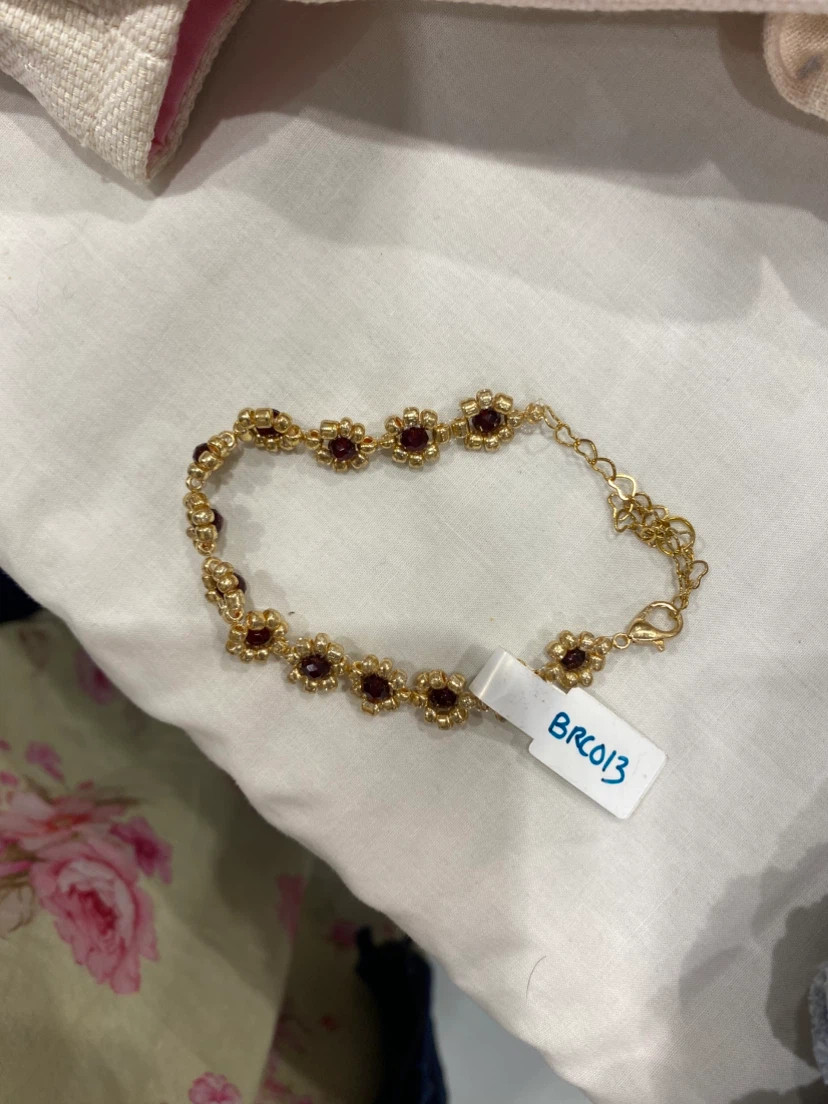 Hand made Beaded Bracelet - Burgundy, Gold, and Silver - photo 2