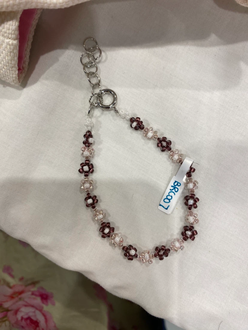 Hand made Beaded Bracelet - Burgundy, Gold, and Silver - photo 3