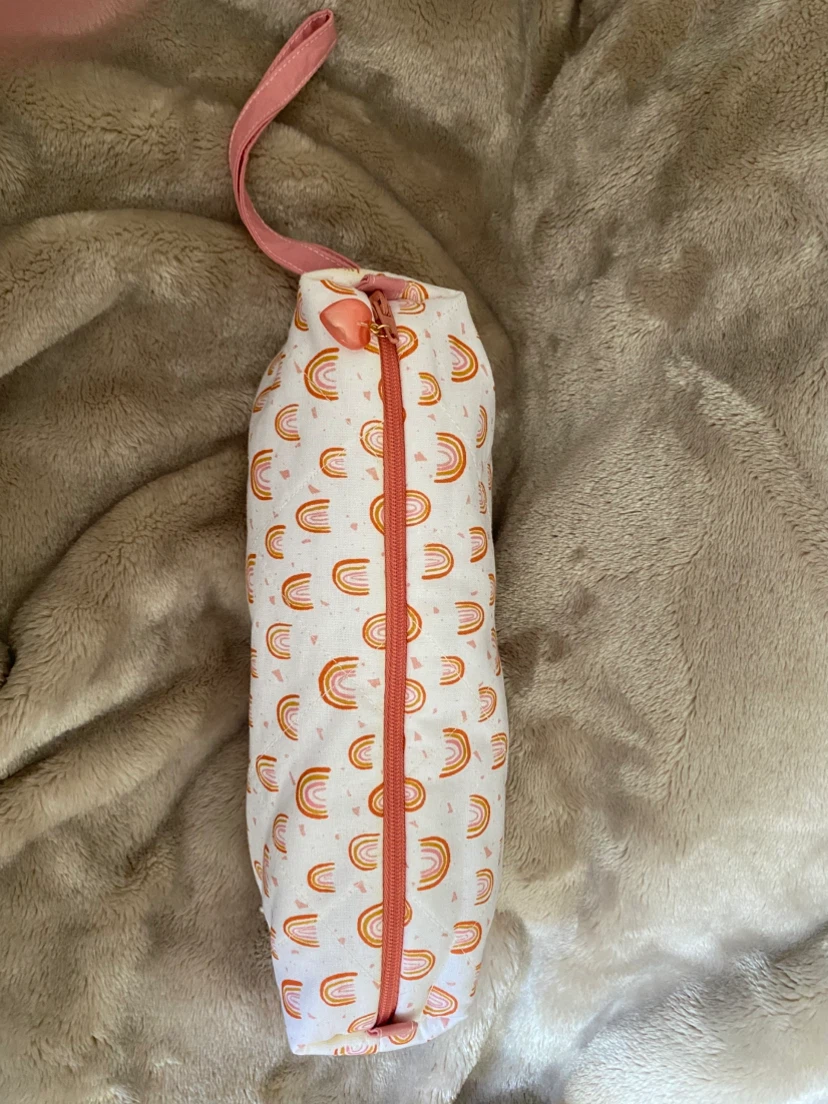 Hand made Quilted Pouch with Zipper - Bee and Rainbow Prints