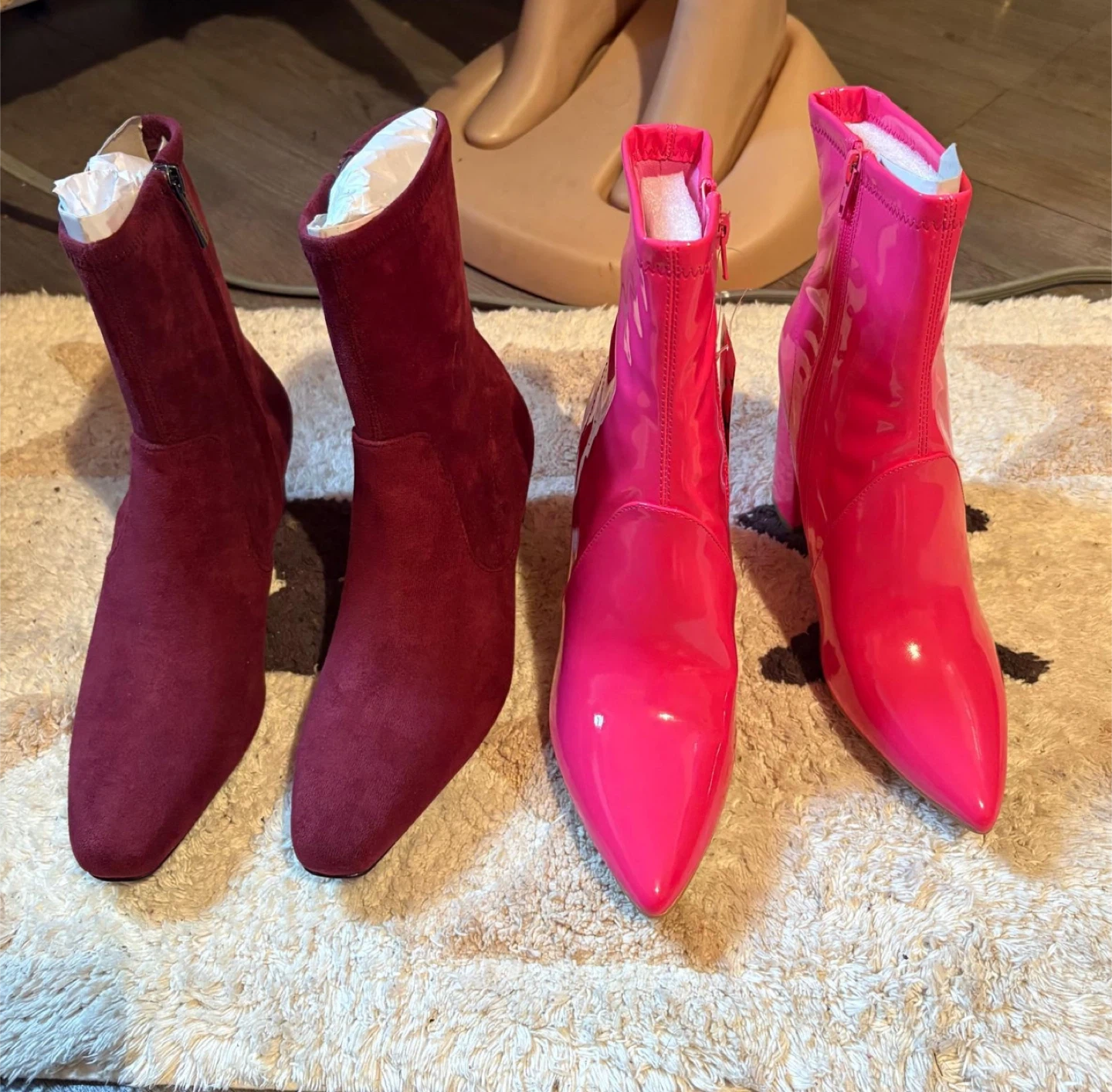 Women's Ankle Boots - Suede & Patent Leather