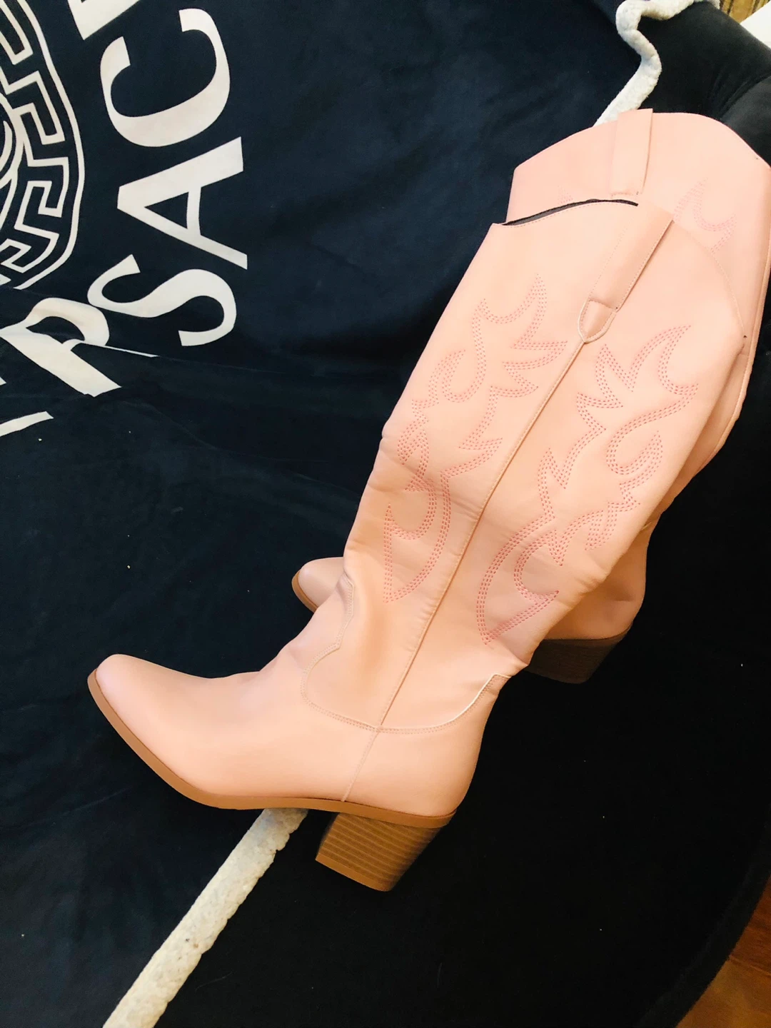 Pink leather Western Boots 8 brand new