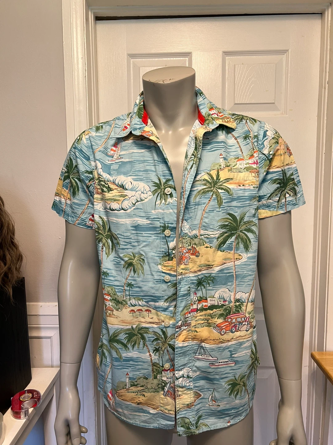 Men's Hawaiian Shirt - Tropical Scene Print