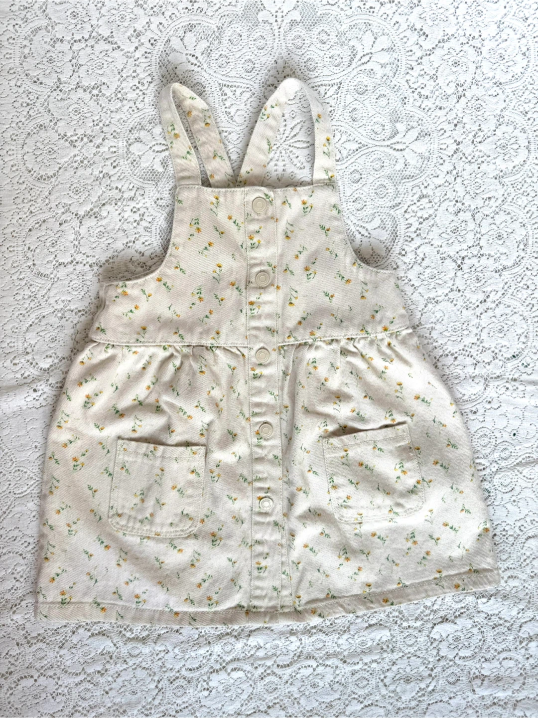 Zara Girls Yellow Floral Button Up Dress