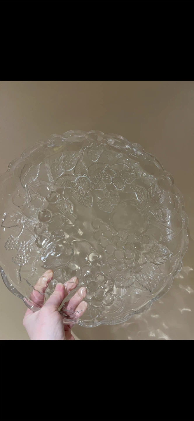Glass Fruit Embossed Serving Platter