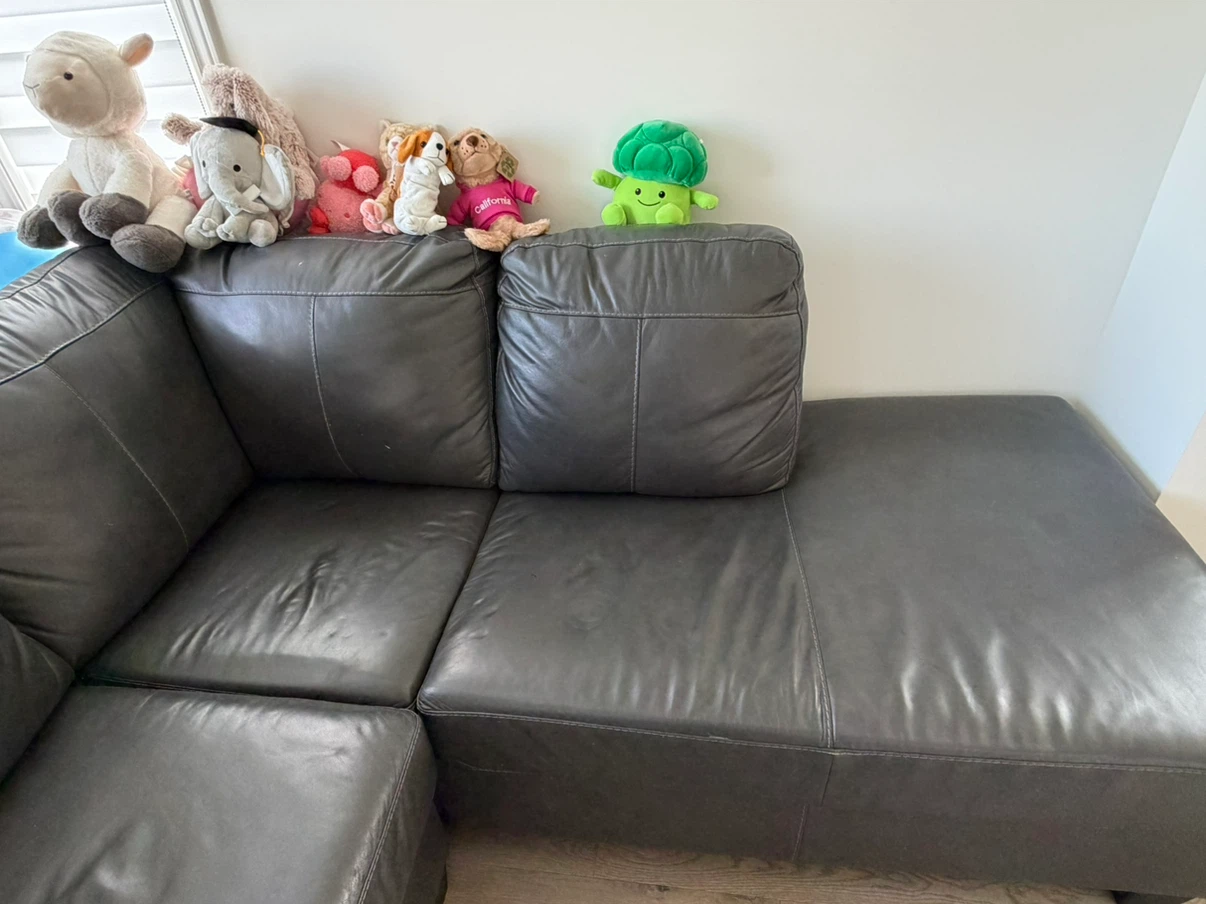 Grey Leather Sectional Sofa
