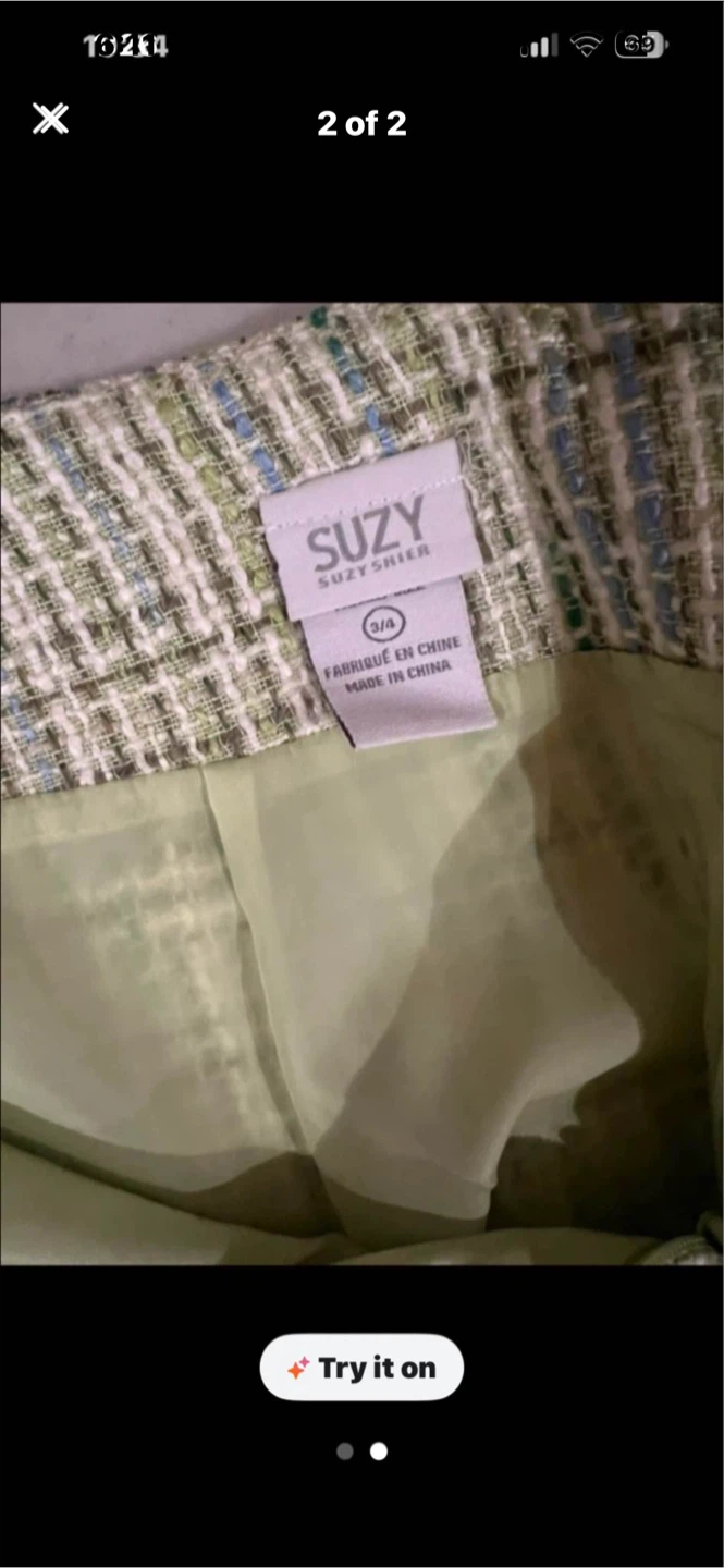 Suzy Shier Tweed Skirt - Green/White - photo 2