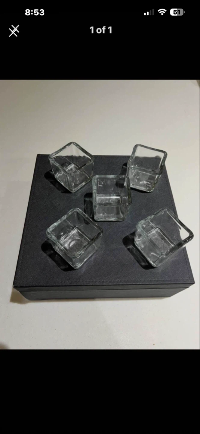 Set of 5 Square Glass Votive Holders