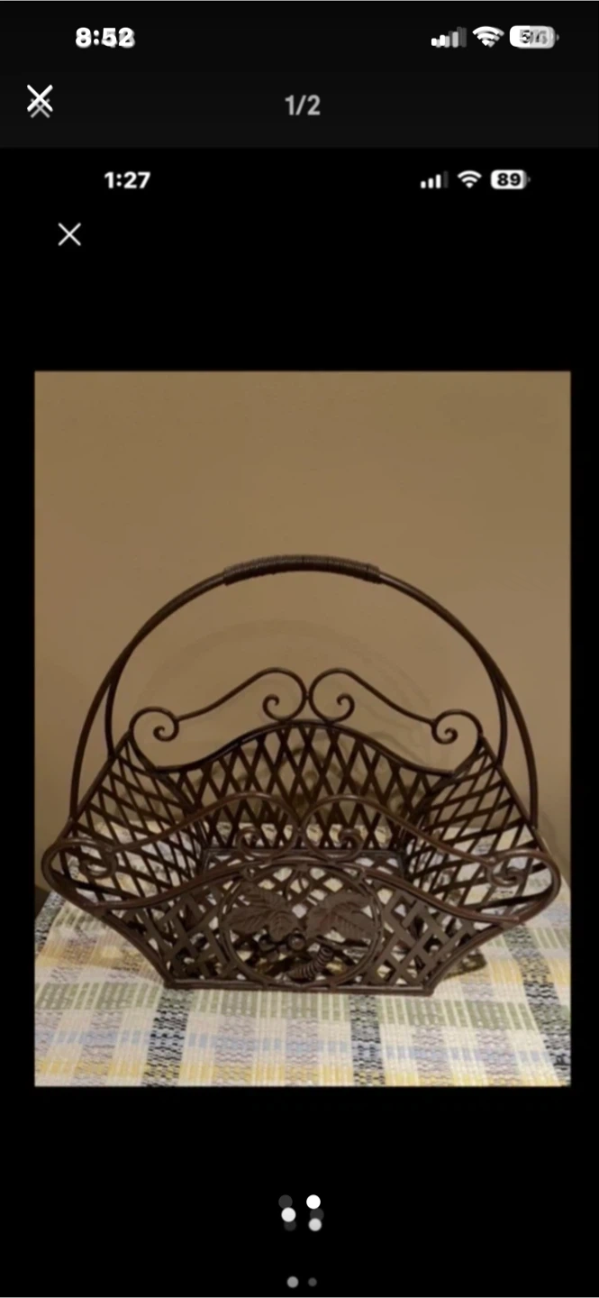 Decorative metal basket with handle
