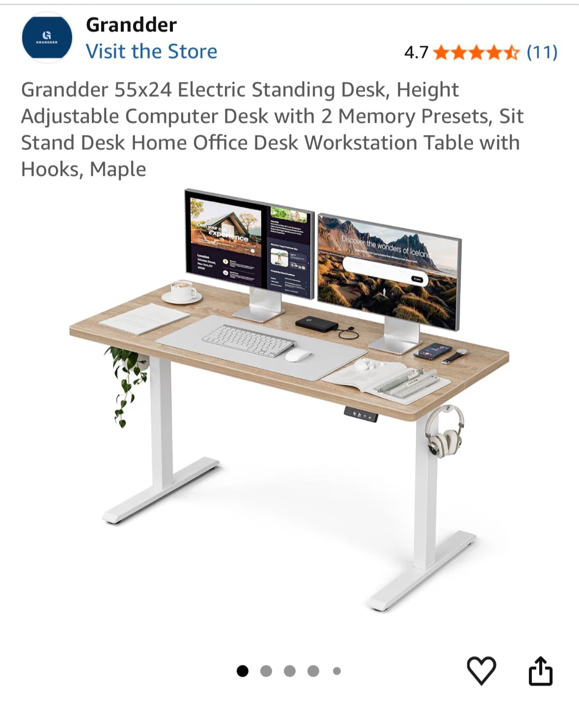 Grandder Electric Standing Desk/Monitors - photo 5