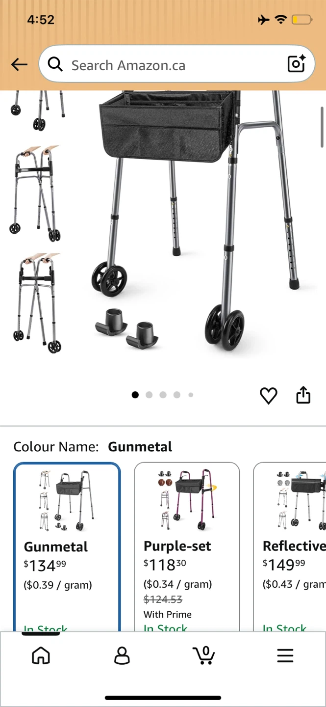 Folding Walker for Seniors with Basket - Gunmetal
