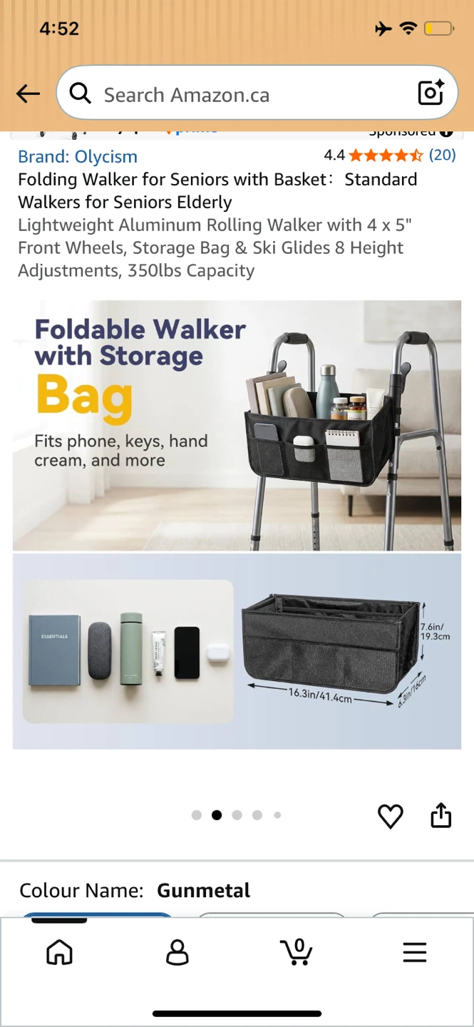 Folding Walker for Seniors with Basket - Gunmetal - photo 2
