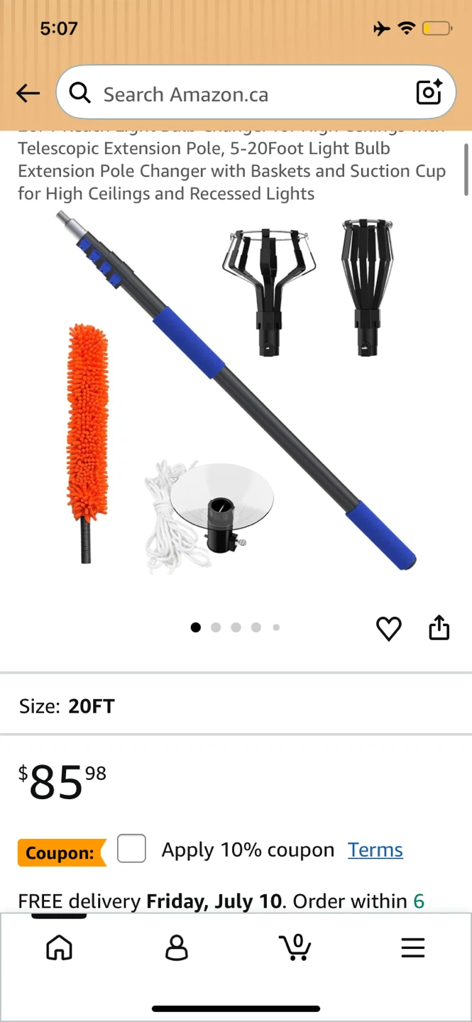 Telescopic Extension Pole Light Bulb Changer - 20FT