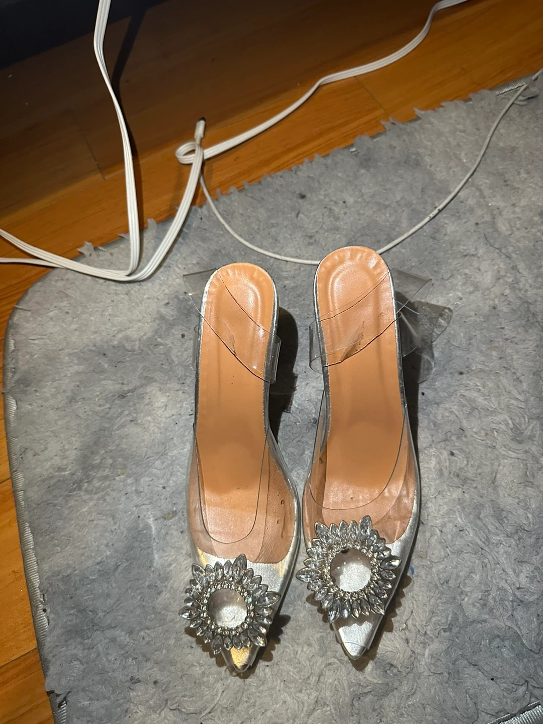 Women's Clear Heeled Mules with Gem Embellishment, size 40 - photo 2