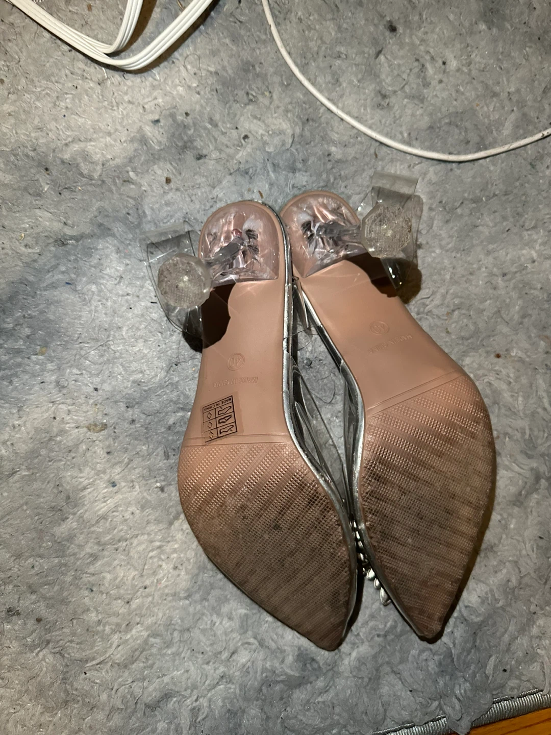 Women's Clear Heeled Mules with Gem Embellishment, size 40 - photo 5