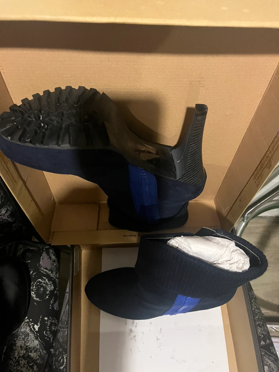 Women's Blue Suede Boots with Black Knit Tops - photo 2
