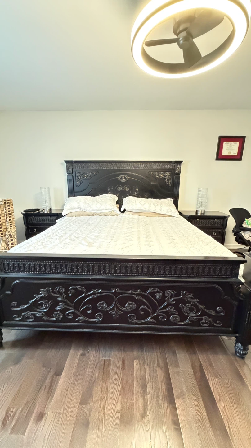 Ornate Black King Size Bed Frame - photo 3