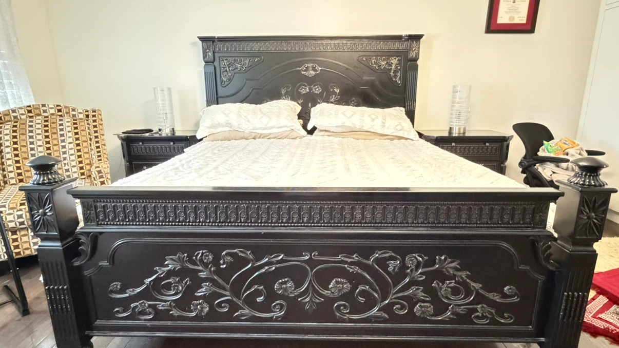 Ornate Black King Size Bed Frame - photo 4