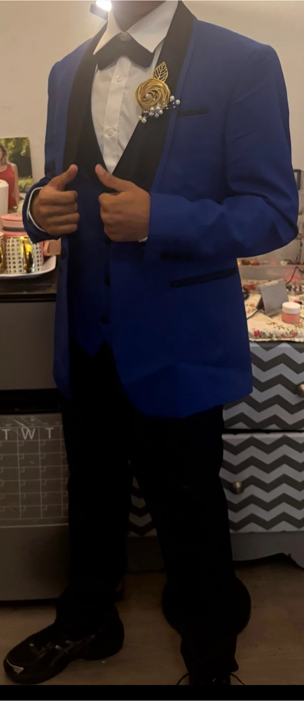 Men's Royal Blue Tuxedo Jacket with Black Lapels
