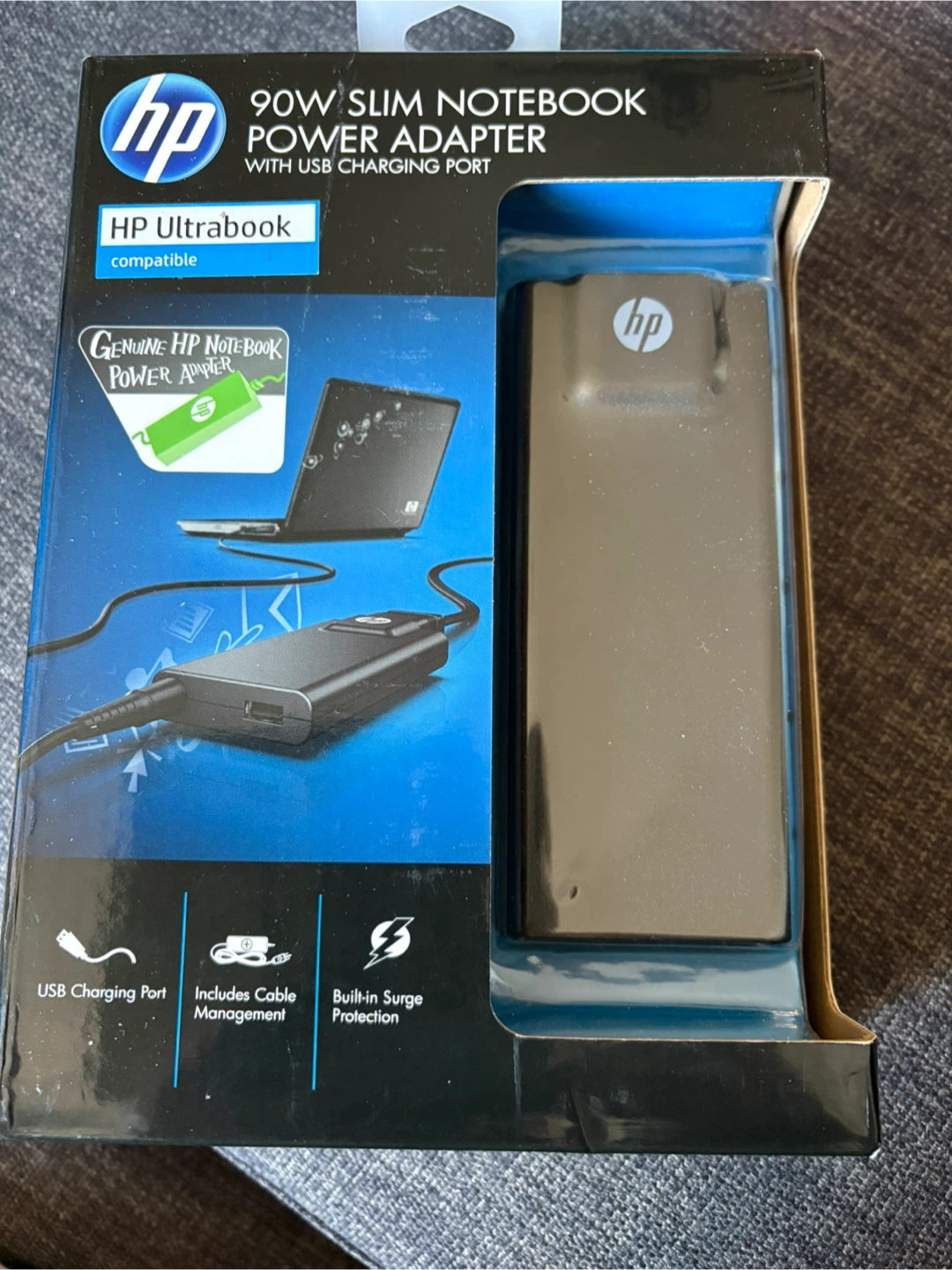 HP 90W Slim Notebook Power Adapter with USB Charging Port