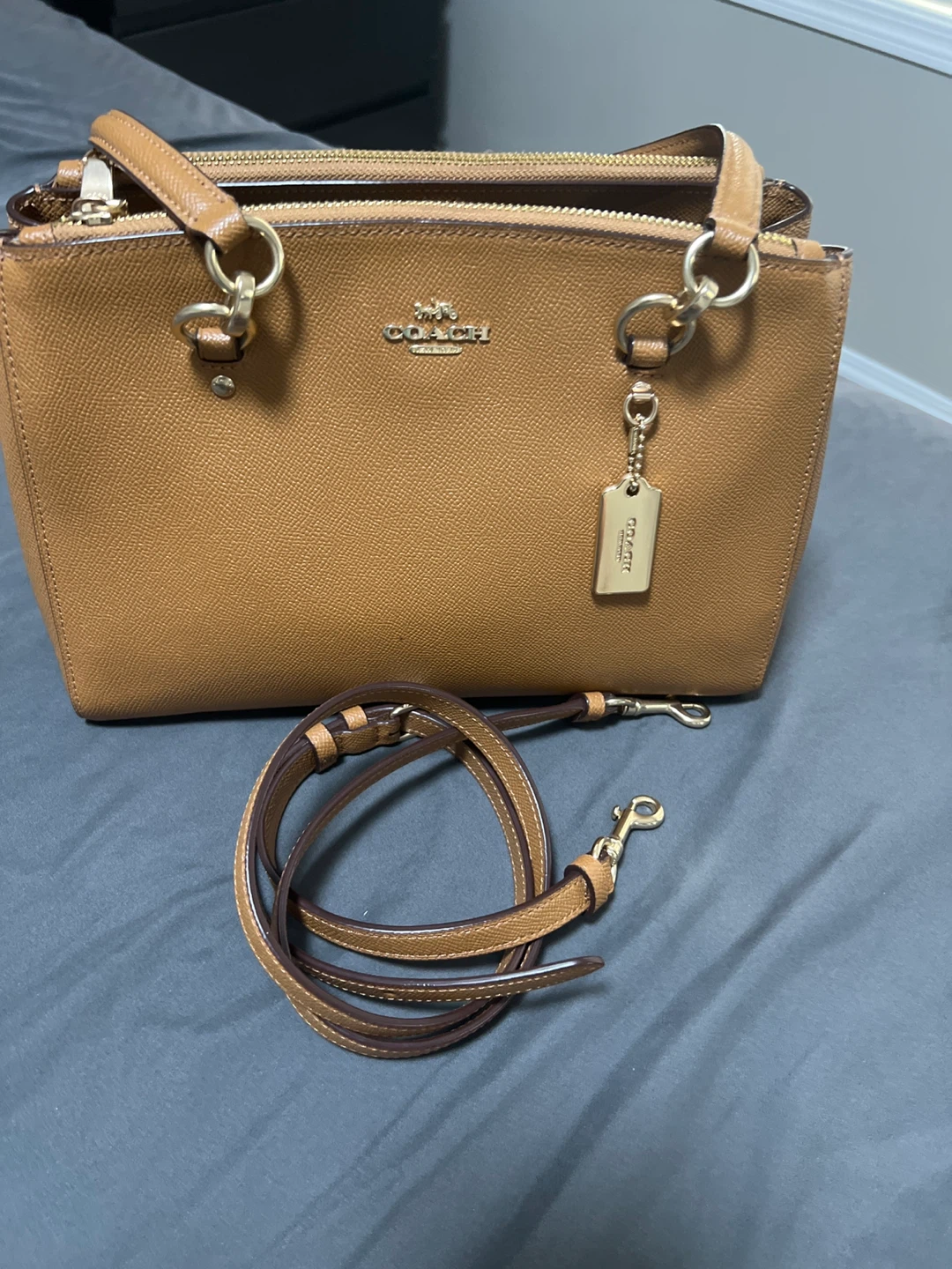 Coach Brown Leather Handbag with Crossbody Strap