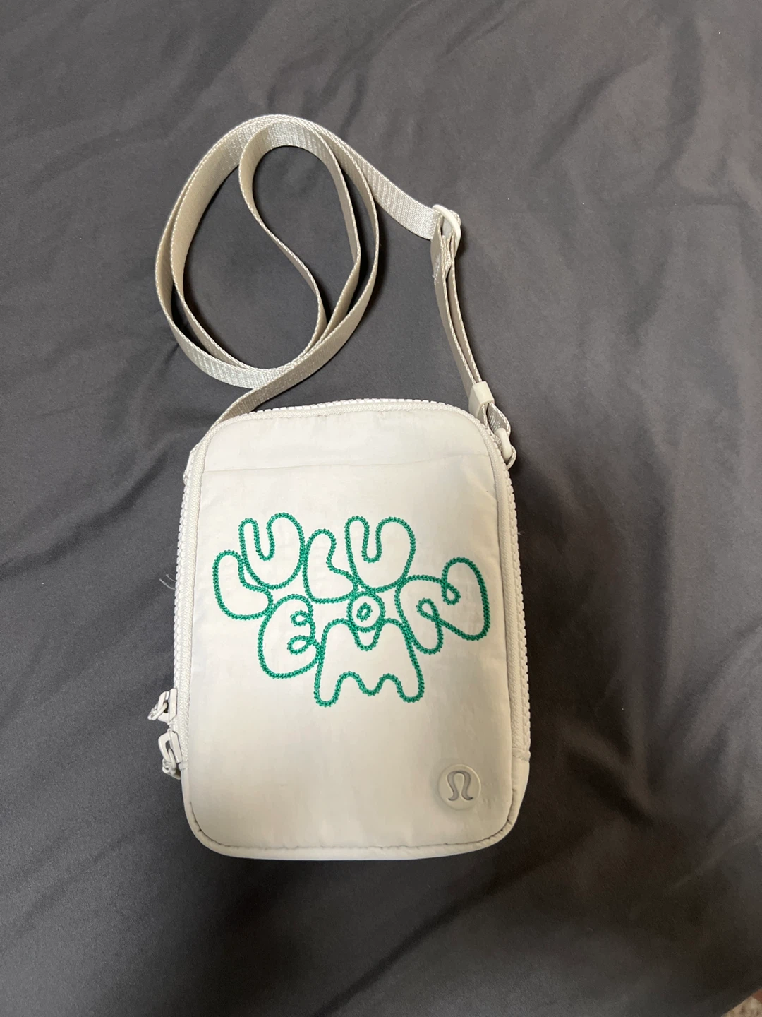 Lululemon Festival Crossbody Bag - White with Green Embroidery