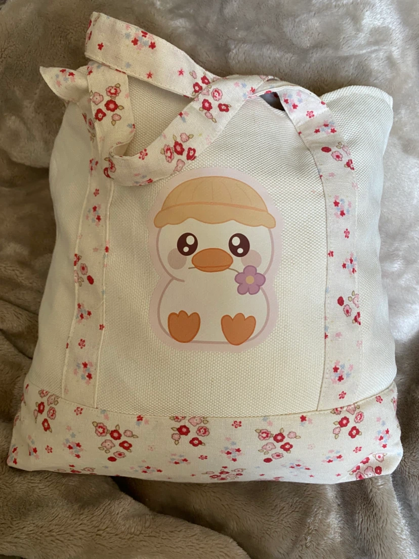 Hand made Canvas Tote Bag with Duck Design