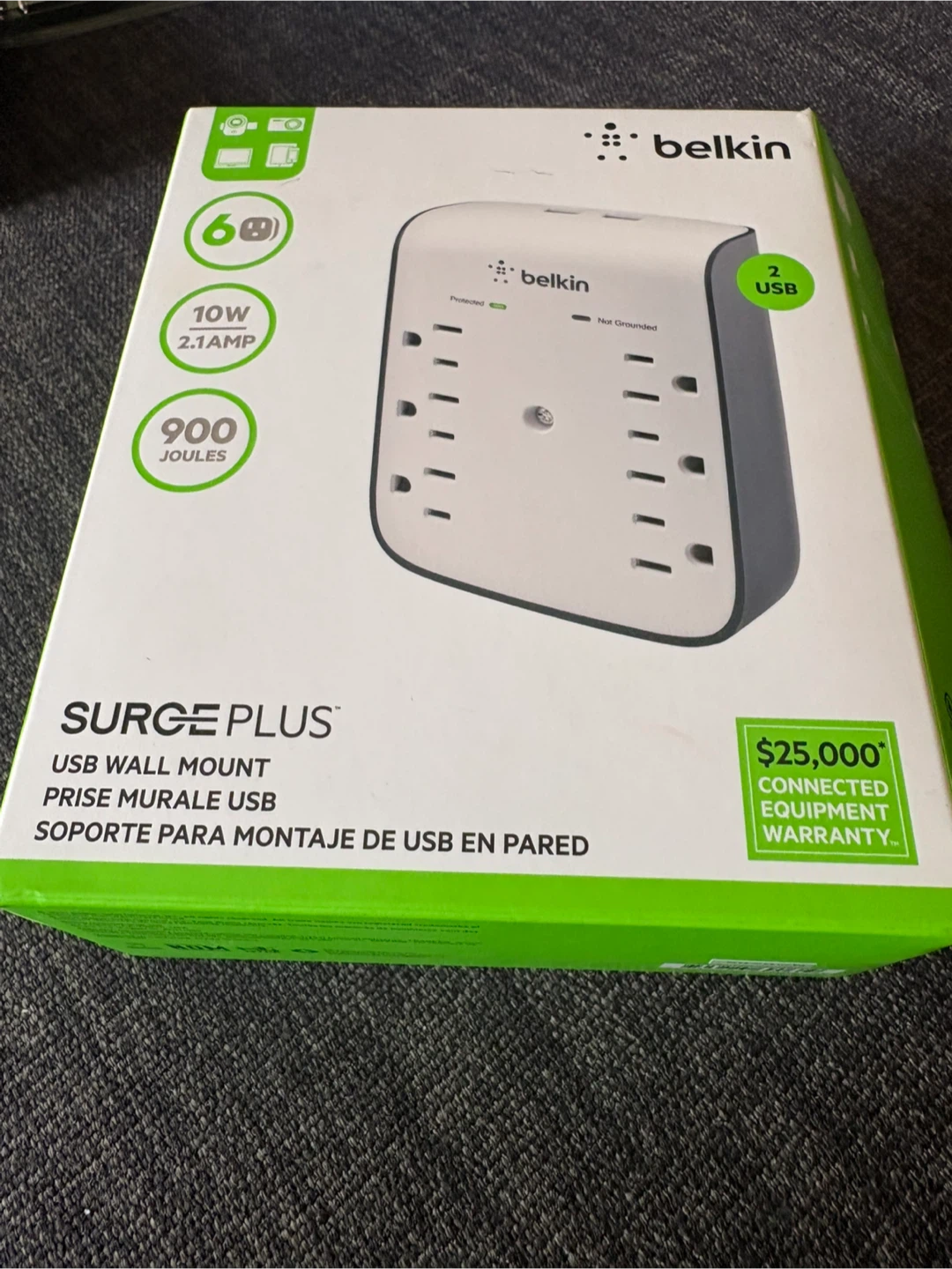 Belkin Surge Plus USB Wall Mount Surge Protector