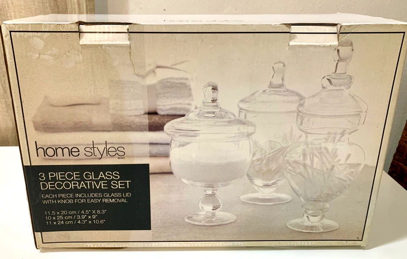 3 Piece Glass Decorative Apothecary Set